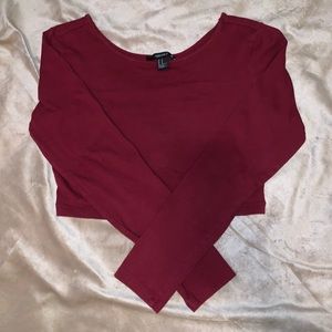 Cropped maroon/red long sleeve top